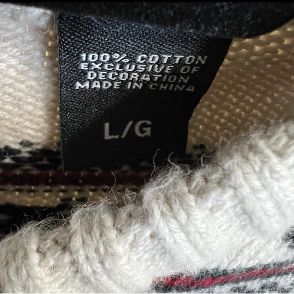 Chaps Logan Christmas Sweater Men’s L Heavy Red Cream Pattern Pullover Crew Neck - Picture 5 of 5